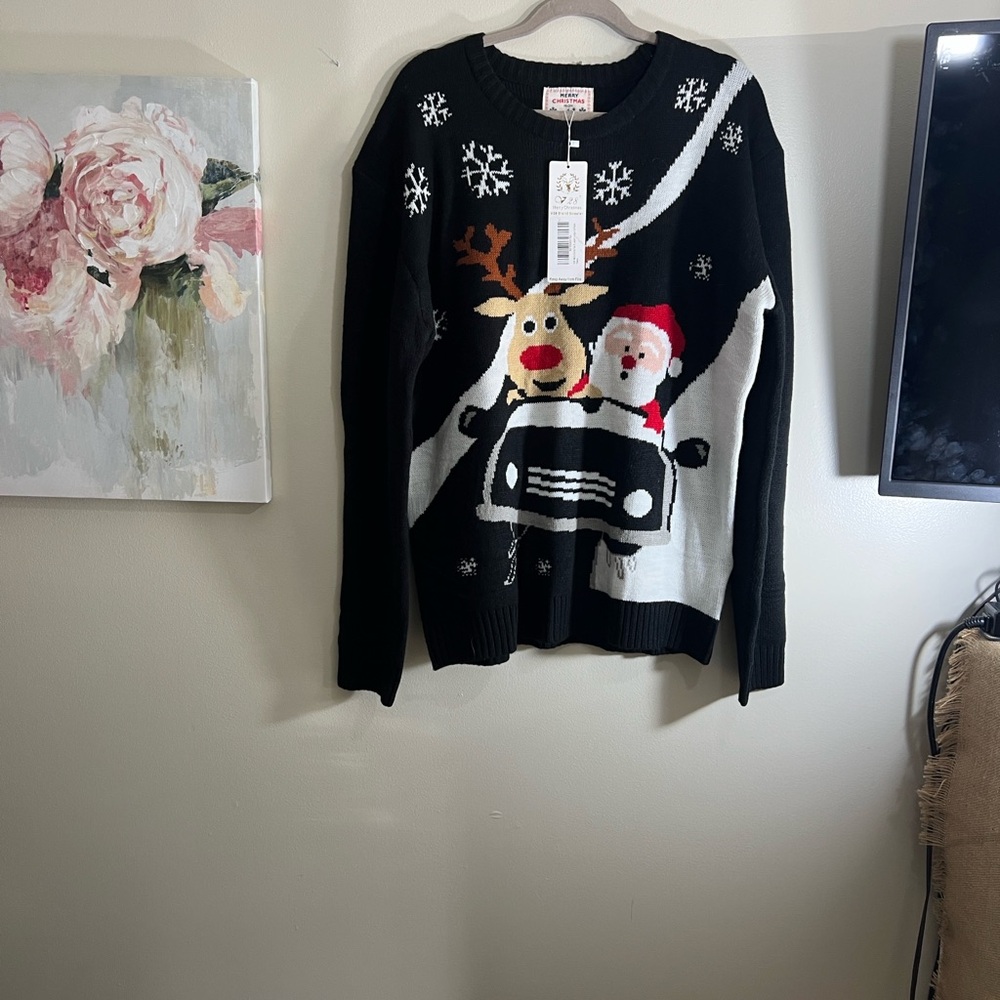 Merry Christmas from V28 NWT Men’s Holiday Crewneck Sweater - Black Size Large